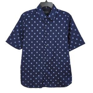 Ted Baker Kymsho Short Sleeve Ditsy Floral Shirt Size 5 Slim Fit XL Navy